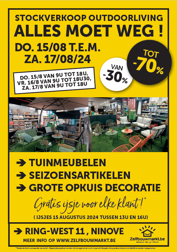 Stockverkoop outdoorliving bij Zelfbouwmarkt